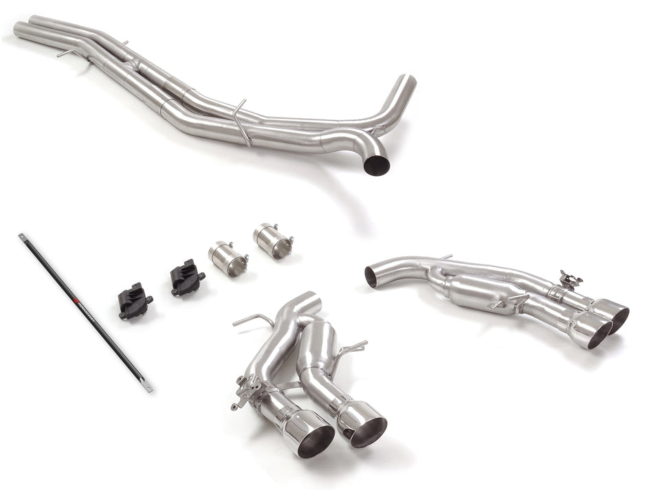 Audi RS6 C8 - Ragazzon RVS middenpijp + RVS achterdemper  2 x 102 mm